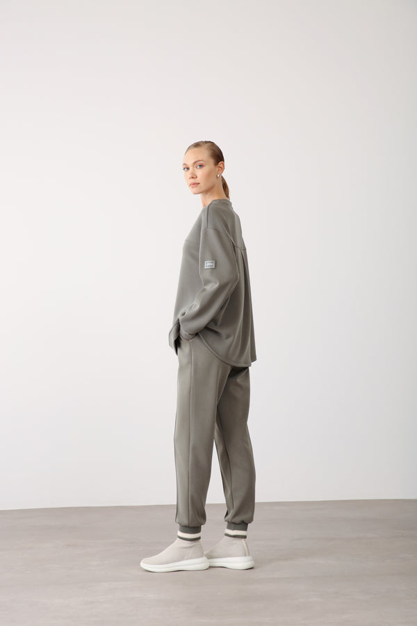 Wholesale Oysho Fabric Ribbed Hem Drawstring Pants – Khaki