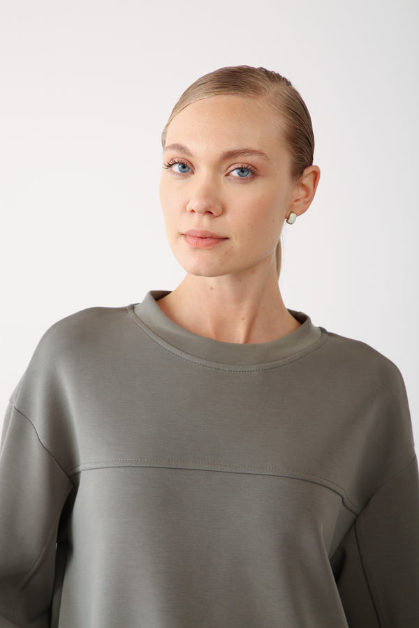 Wholesale Oysho Fabric Side Snap Detail Sweatshirt – Khaki