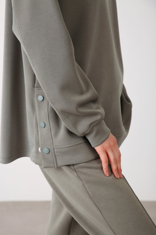 Wholesale Oysho Fabric Side Snap Detail Sweatshirt – Khaki