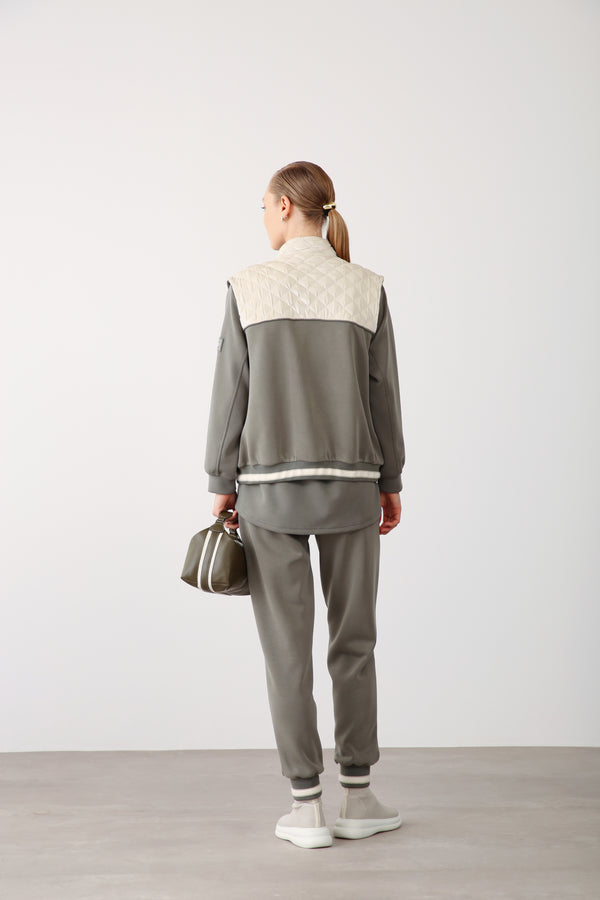Wholesale Oysho Fabric Quilted Vest - Khaki