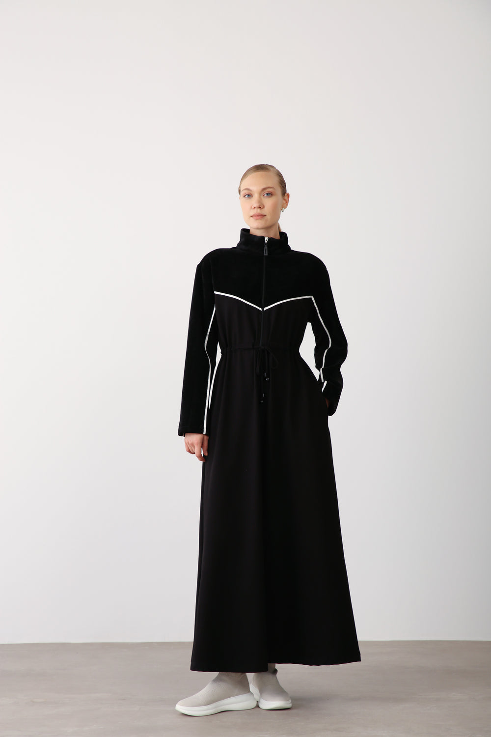 Wholesale Two-Thread Drawstring Maxi Dress - Black