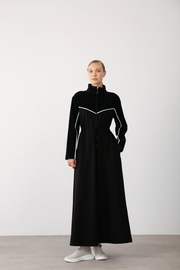 Wholesale Two-Thread Drawstring Maxi Dress - Black