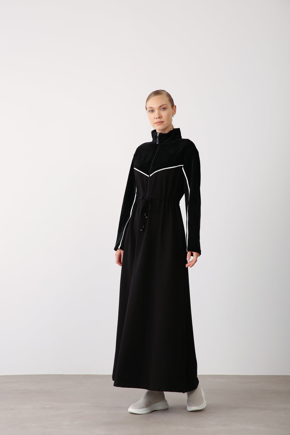 Wholesale Two-Thread Drawstring Maxi Dress - Black