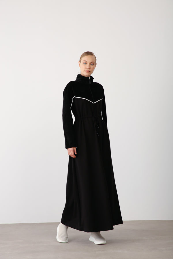 Wholesale Two-Thread Drawstring Maxi Dress - Black