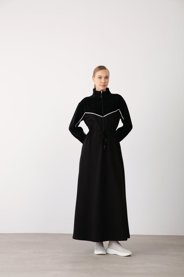 Wholesale Two-Thread Drawstring Maxi Dress - Black