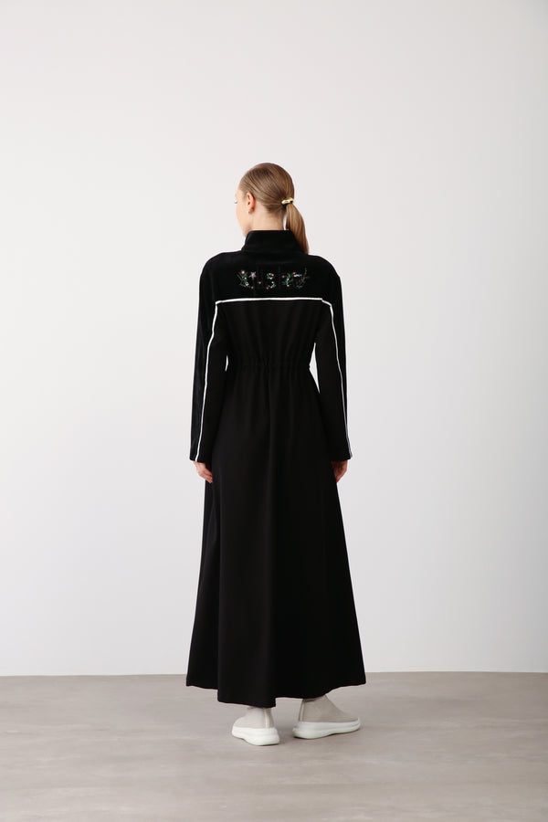 Wholesale Two-Thread Drawstring Maxi Dress - Black