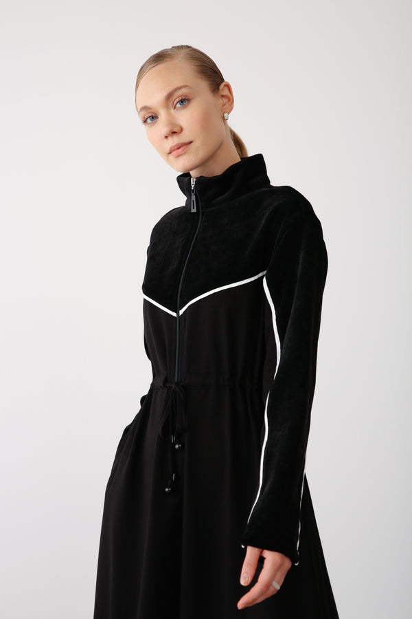 Wholesale Two-Thread Drawstring Maxi Dress - Black