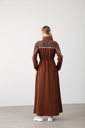 Wholesale Two-Thread Drawstring Maxi Dress - Brown