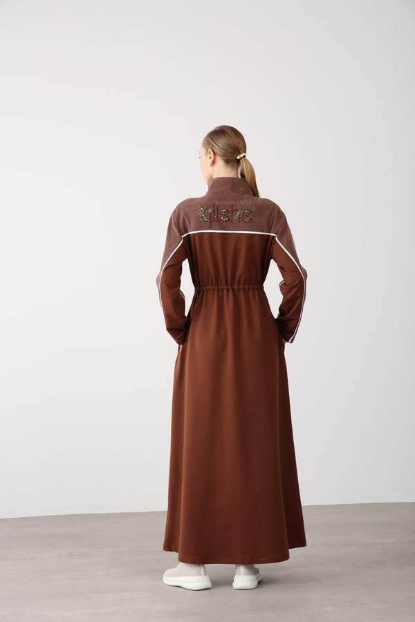 Wholesale Two-Thread Drawstring Maxi Dress - Brown