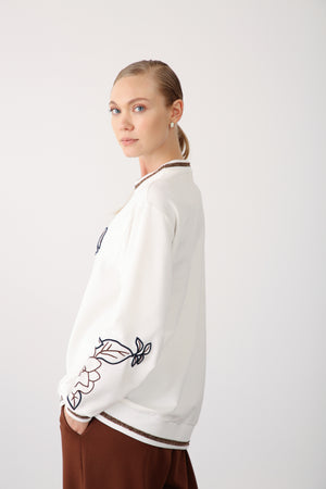 Wholesale Two-Thread Fabric Embroidered Sweatshirt - Brown