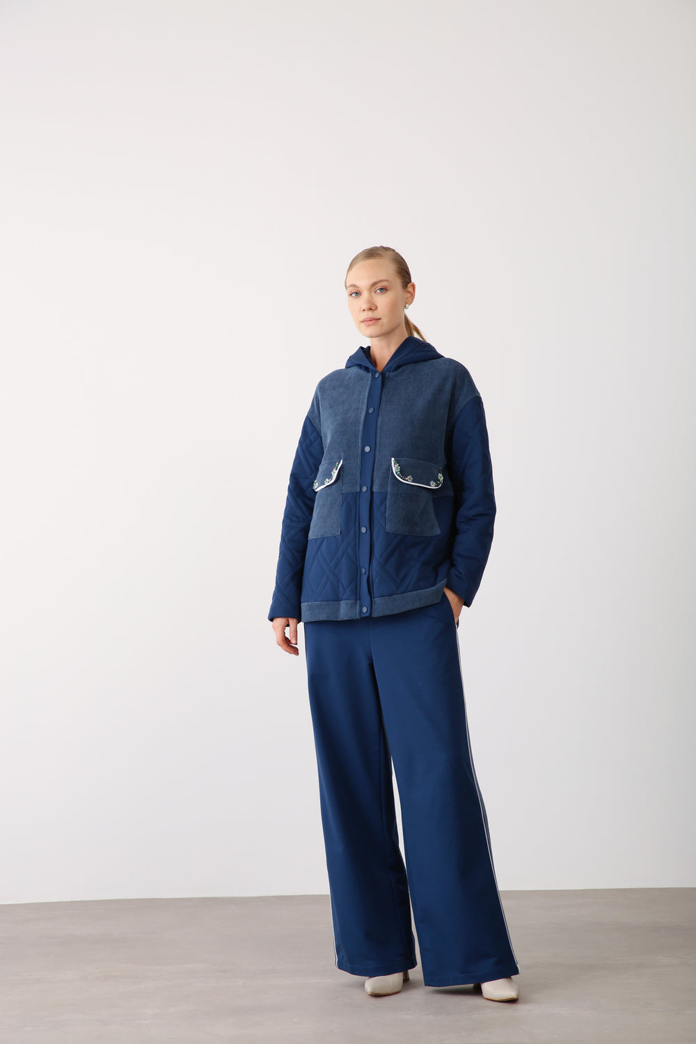 Wholesale Two Thread Elastic Waist Wide Leg Pants – Indigo