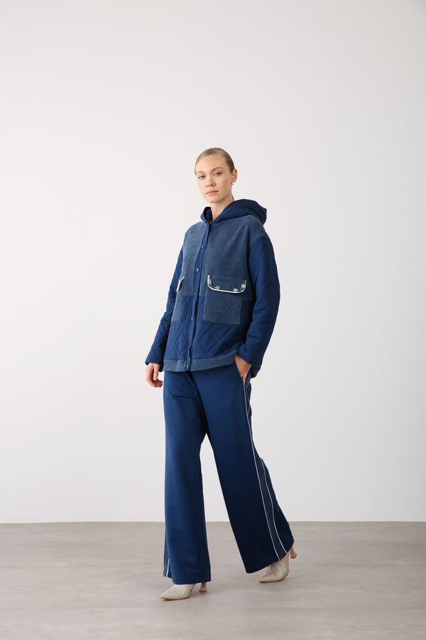 Wholesale Two Thread Elastic Waist Wide Leg Pants – Indigo