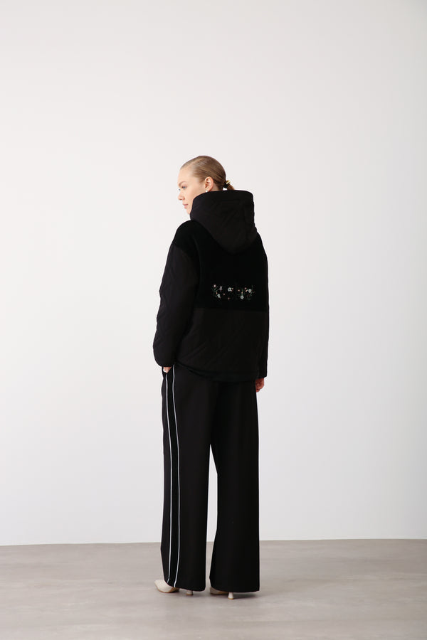 Wholesale Two Thread Elastic Waist Wide Leg Pants – Black