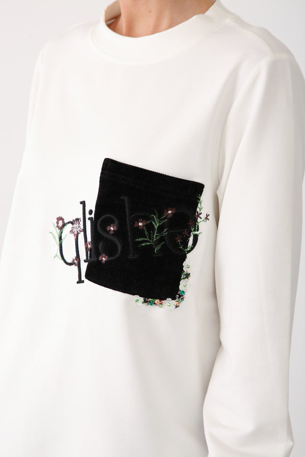 Wholesale Premium Combed Cotton Embroidered Detail Sweatshirt – Black