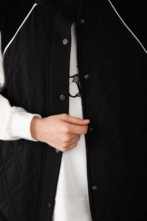 Wholesale Two-Thread Quilted Detailed Vest - Black
