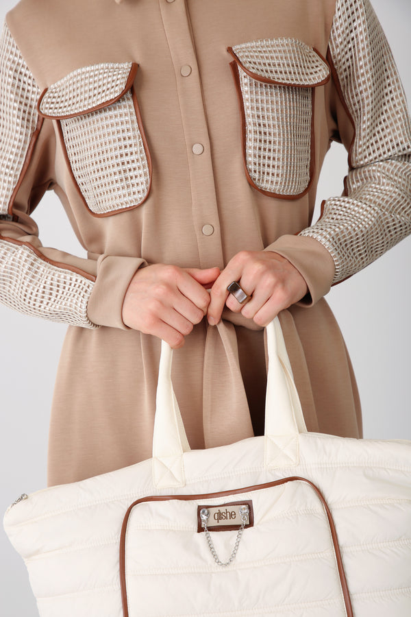 Wholesale Quilted Soft Tote Bag – Beige