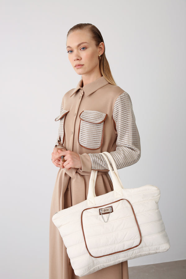 Wholesale Quilted Soft Tote Bag – Beige