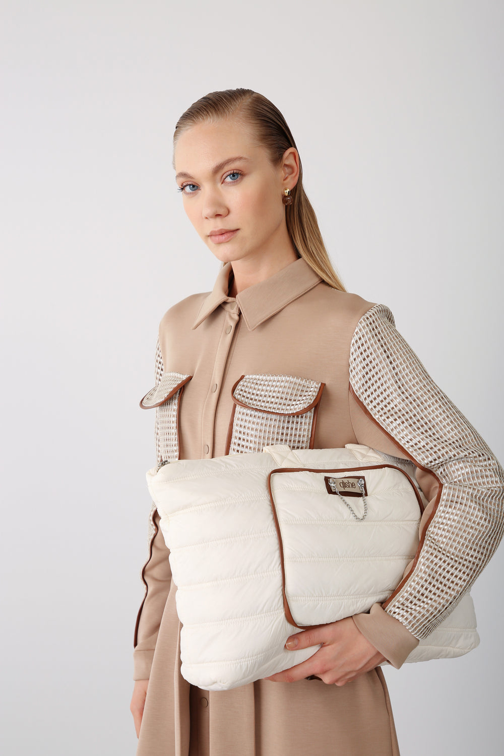 Wholesale Quilted Soft Tote Bag – Beige