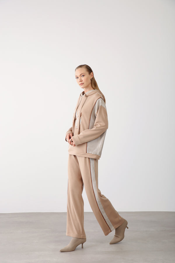 Wholesale Oysho Fabric Mesh-Detail Pants - Beige