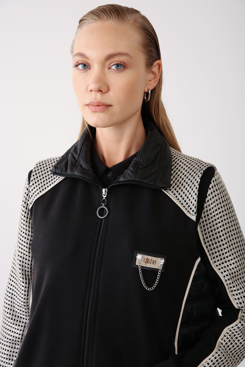 Wholesale Oysho Quilted Faux Leather Detailed Vest – Black