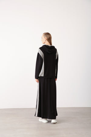 Wholesale Oysho Fabric Mesh-Panel Skirt - Black