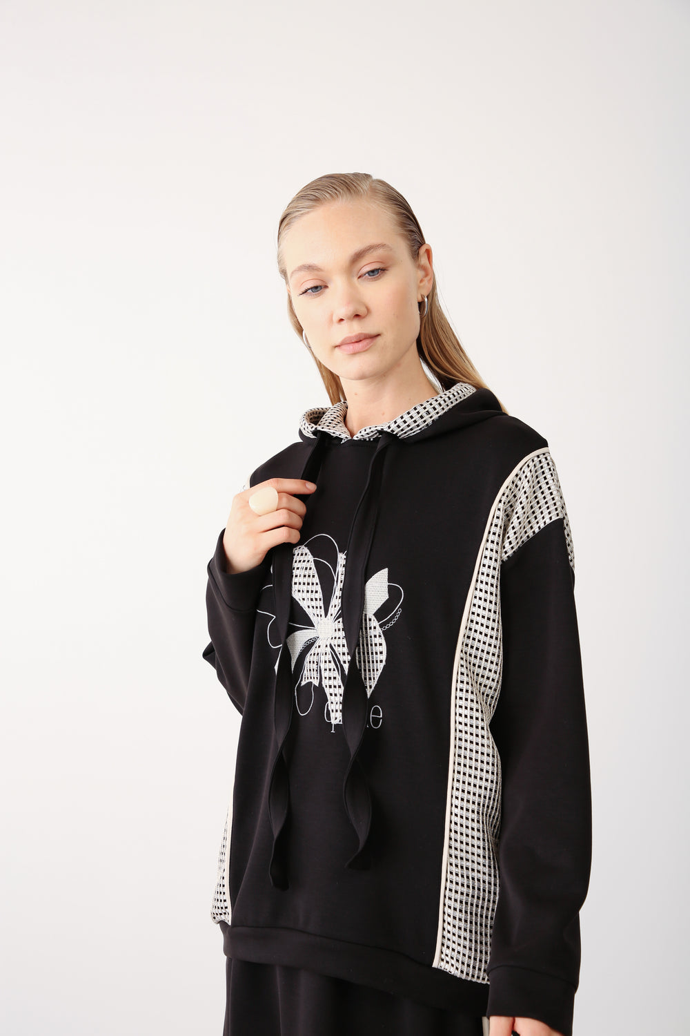 Wholesale Oysho Mesh-Detail Sweatshirt - Black