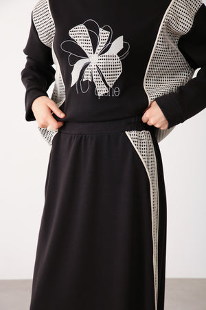 Wholesale Oysho Fabric Mesh-Panel Skirt - Black