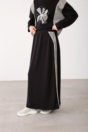 Wholesale Oysho Fabric Mesh-Panel Skirt - Black