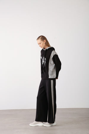 Wholesale Oysho Fabric Mesh-Panel Pants - Black