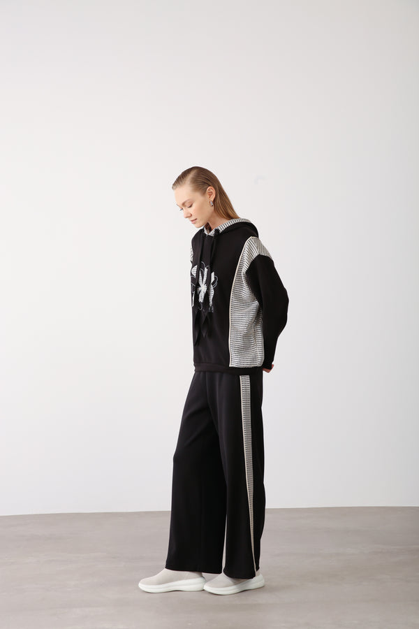 Wholesale Oysho Fabric Mesh-Panel Pants - Black