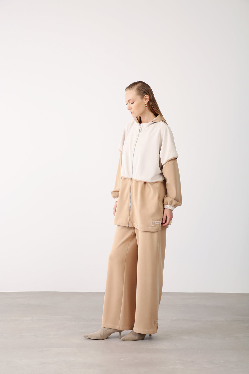 Wholesale Oysho Wide-Leg Elastic Waist Pants - Camel