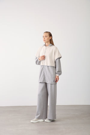 Wholesale Oysho Wide-Leg Elastic Waist Pants - Grey