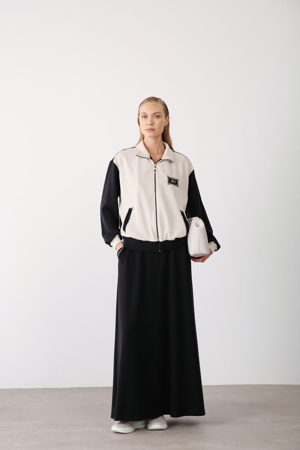 Wholesale Oysho Fabric Elastic Waist Long Skirt – Black
