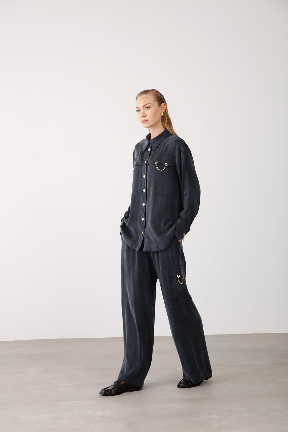 Wholesale Cupra Chain-Detail Pants - Black