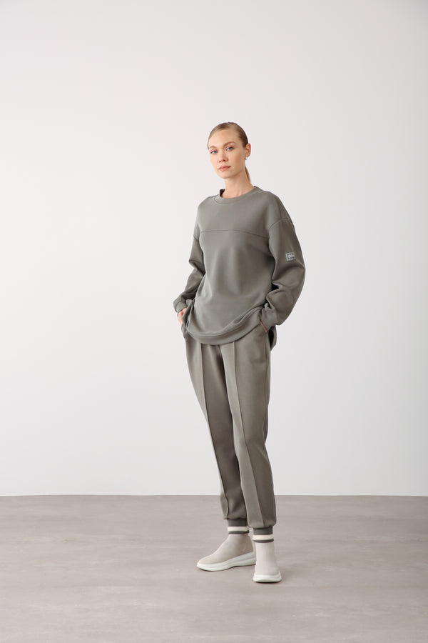 Wholesale Oysho Fabric Ribbed Hem Drawstring Pants – Khaki
