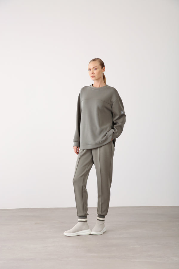 Wholesale Oysho Fabric Side Snap Detail Sweatshirt – Khaki