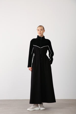 Wholesale Two-Thread Drawstring Maxi Dress - Black