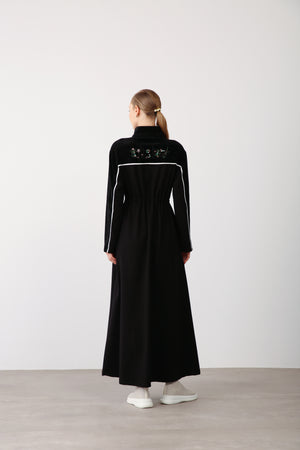 Wholesale Two-Thread Drawstring Maxi Dress - Black