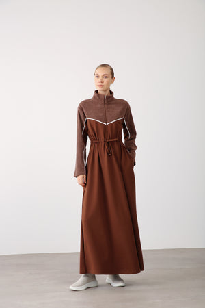 Wholesale Two-Thread Drawstring Maxi Dress - Brown