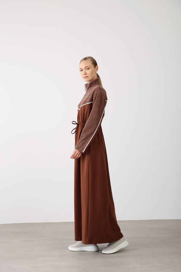 Wholesale Two-Thread Drawstring Maxi Dress - Brown