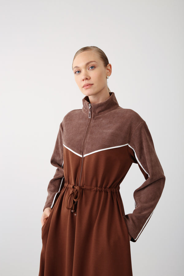 Wholesale Two-Thread Drawstring Maxi Dress - Brown