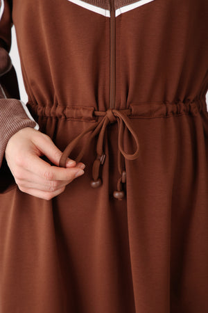 Wholesale Two-Thread Drawstring Maxi Dress - Brown