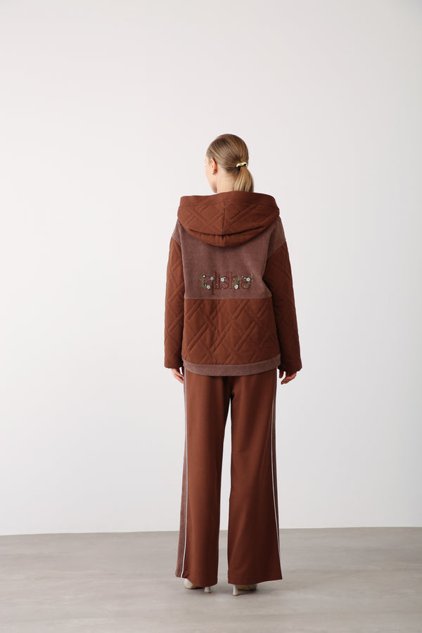 Wholesale Two Thread Elastic Waist Wide Leg Pants – Brown