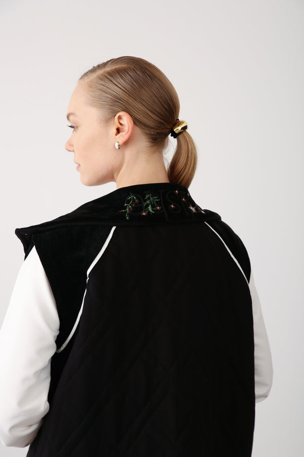 Wholesale Two-Thread Quilted Detailed Vest - Black